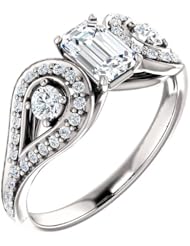 14K White Gold Emerald Cut Diamond Ring -- LIFETIME WARRANTY