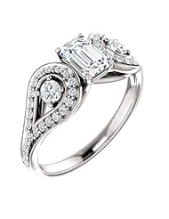 10K White Gold Emerald Cut Diamond Ring -- LIFETIME WARRANTY