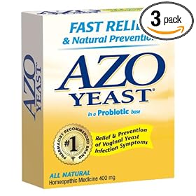 AZO Natural Yeast Symptom Prevention & Relief Tablets, 400 mg, 60-Count Boxes (Pack of 3)