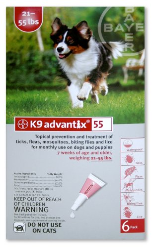 K9 Advantix Flea Control for Dogs 21-55 Pounds (6 Applications)