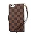 iPhone 7 Case,GX-LV iPhone 7 Classic Plaid Pattern Wrist Strap Leather Wallet Case Cover with Card Slots for Apple iPhone 7, GX-LV® Retail Packaging,Brown