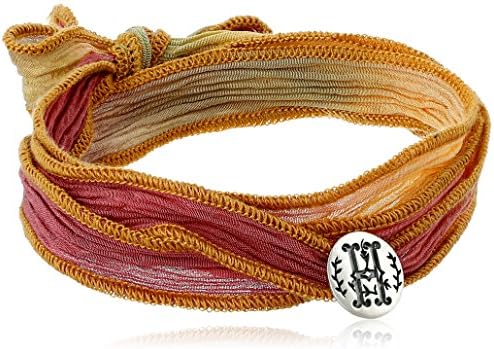 Mizuki Silver Monogram Letter "H" Button on Ombre Silk Bracelet