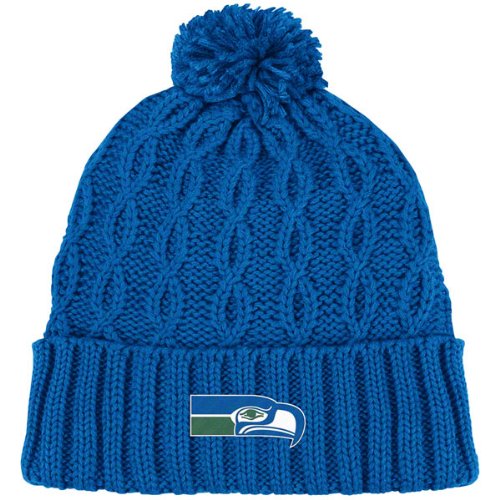 Seattle Seahawks Women's Knit Hat: Retro Pom Cuffed Knit Hat