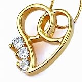 Cherilli - Collier 45 cm avec pendantif Coeur - Or jaune 750/1000 plaque - Zircone blanc diamant
