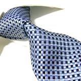 Towergem XL 100% Silk Blue Woven Tie For men Necktie Extra Long