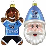 NFL Tennessee Titans Blown Glass Gingerbread Man & Santa Cap Ornament 2-Pack