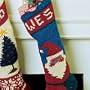 Santa Stocking Handknit includes Cross Stitch Personalization Kit