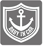 imoninn BABY in car ステッカー　【マグネットタイプ】　No.14　イカリ　（シルバーメタリック）