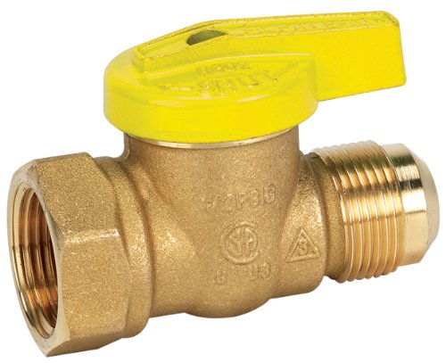 Homewerks VGV-1LH-R2B Premium Gas Ball Valve, Female Thread x Flare, Brass, 1/2-Inch FIP x 3/8-Inch FL 