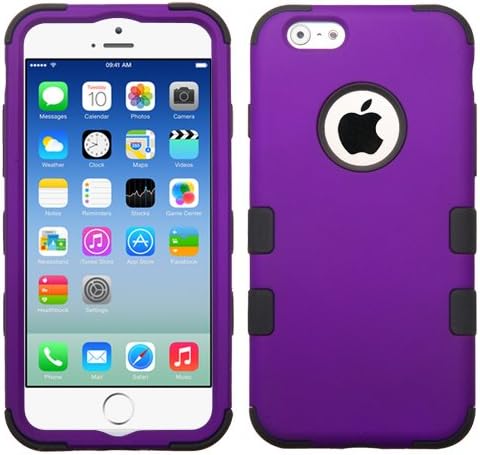 iPhone 6S Case, iPhone 6 Case, Rock Me Wireless (TM) 3 items Bundle - Screen Protector, 24K Gold Plating Sticker and Triple Layers Hybrid Protector Case Cover. (Grape / Black)