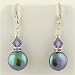 Freshwater Coin Pearl & Swarovski Crystal Sterling Silver Earrings e011