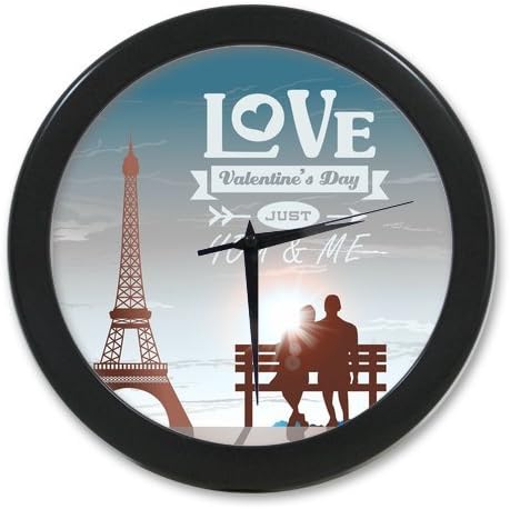 Home Decorative Custom Paris Eiffel Tower With Love Celebrating Elegant Wall Clock