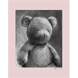 Charcoal Teddy Pink Border 11x14 Canvas Art Image Wrap