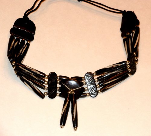 Southwestern Bone Choker Necklace (Black with Silvertone Beads) Southwestern Bone Choker Necklace (Black with Silvertone Beads)