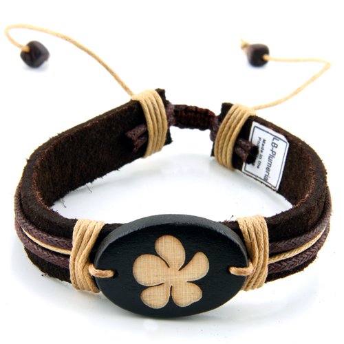 Trendy Celeb Genuine Leather Bracelet - Plumeria