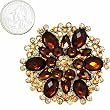 Gorgeous Gold Tone Crystal Topaz Crystal Flower Brooch Pin