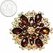 Gold Tone Topaz Colored Crystal Flower Brooch Pin