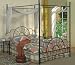 Queen Size Black Finish Canopy Metal Bed Headboard and Footboard