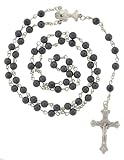 Black Faux Pearl Rosary With 6mm Beads - 26in. Rosary Necklace - 31in. Overall Length
