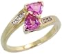 10k Gold Ring, w/ 0.10 Carat Brilliant Cut Diamonds & 1.12 Carats Trillion Pink Topaz Stones, 5/16 in. (9mm) wide