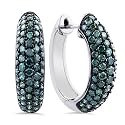 10K White Gold 2.0 Carat Treated Blue Diamond Hoops Earrings