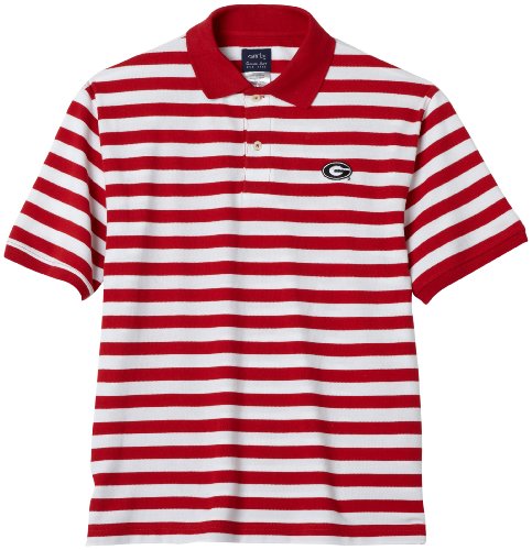 Garb NCAA Georgia Bulldogs  Hunter Youth Striped Polo Shirt (Large, Red)