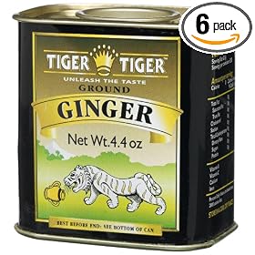 Tiger Indian Spices, Ground Ginger, 4.4-Ounce Tins (Pack of 6)