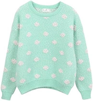 YOCO Women's Polka Dot Mohair Sweater One Size / US 6 Light Green [Japanese/Korean Fashion]