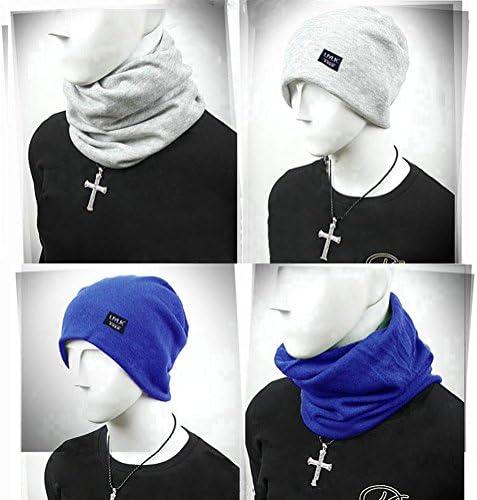 Set of 2 Pcs Cool Multifunctional Headwear Beanies Outdoor Winter Blue and Grey Neck Gaiter for Cycling, Skiing and Daily Wear (Set 2)