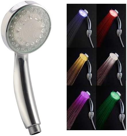 9-LED Colorful Changing Bathroom Shower Head Bathroom Rainbow - Silver