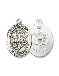 Sterling Silver St. George Pendant Stainless Silver Heavy Curb Chain