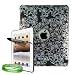 Stylishly Designed Hard Cover Snap on Case, iPad Cover for Apple iPad MB292LL/A Tablet (16GB, 32GB, Wifi + 3G)- Black and White Skull Print + Custom Cut iPad Screen Protector + Live * Laugh * Love VG Silicone Wrist band!!!