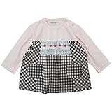 【H28年春物】(日本製) Pample Mousse(パンプルムース) 綿麻ギンガム刺繍フリル付きトレーナー 90cm/BR NO.DP-61217