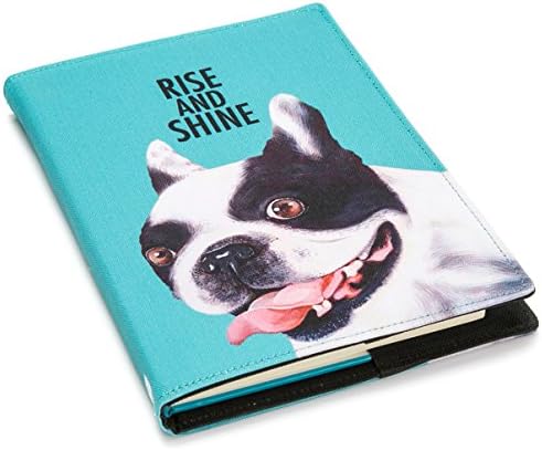 French Bull Dog Print Refillable Notebook Cover, Size A5 Green Color