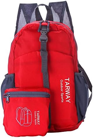 Travel Backpack Packable Handy Lightweight Water Resistant Daypack 20L/30L (Red, 20L)