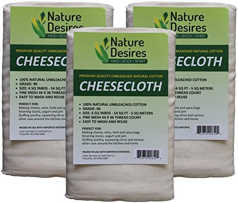 Cheesecloth :: Unbleached Grade 90 Natural Cotton Cheese Cloth :: 3 Packs