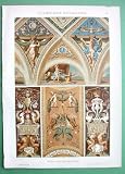 ITALY Renaissance Ceiling Paintings Dragons Nudes Rome Vatican Pavia - COLOR Antique Print Lithograph Original