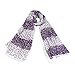 Elegant Striped Vine Leaves Floral Design Frayed End Scarf Wrap, Off White