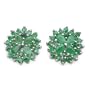3.45 Carat Genuine Emerald Pears & Rounds Cluster Silver Earrings