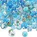 Jewelry Maker's Lampwork Crystal Bead Mix AQUA 100+ 100g Flowers Garden