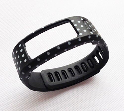 HAPPYCOCO Replacement Color Wrist Band & Clasp For Garmin Vivofit Bracelet with Plastic Clasps for Garmin Vivofit (No tracker, Replacement Bands Only) (Polka Dot Black, Large)