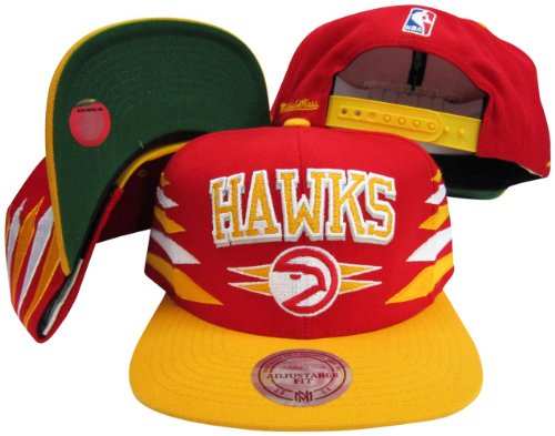 Atlanta Hawks Diamond Red/Yellow Two Tone Plastic Snapback Adjustable Snap Back Hat / Cap