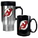 New Jersey Devils NHL Stainless Steel Travel Mug & Black Ceramic Mug Set - Primary Logo by Great American Products