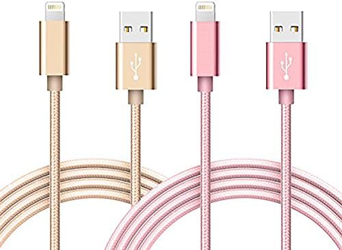 HDYD 2Pack 10ft Long Apple MFi Certified iPhone Braided Lightning Cable for iPhone 6s / 6s Plus / 6 / 6 Plus / 5s / 5c / 5 / iPad Air 2 / Air / Mini 4 / 3 / 2 / Pro (Rose Gold+Gold)