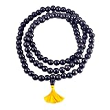 Tibetan Handmade Dark Wood 108 Prayer Beads Mala Necklace