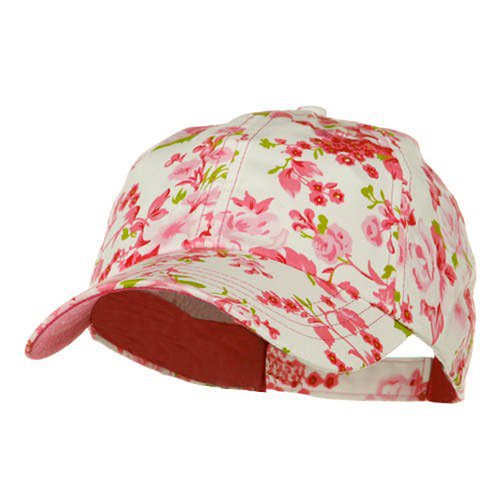 Discount Low Profile Flower Print Cap - Fuchsia W31S56A