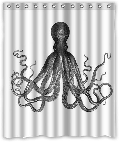 Daniellestore Stylish Living Octopus black and white Shower Curtain With Design 60"(w) x 72"(h) Inches Waterproof Mildew Fabric Bathroom shower curtains