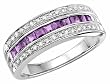 Amethyst Ring with Diamonds 7/10 Carat (ctw) in 14K White Gold