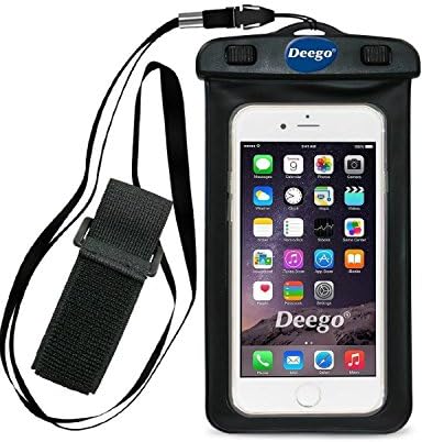 Waterproof Case, Deego Universal Waterproof Bag for iPhone 6, 6S Plus, SE, Samsung Galaxy S7 Edge, S7, S6, Note5, 4, HTC, LG, Sony, Nokia, Nexus 6P, Motorola Fits Screen Up to 6.0'' Diagonal (Black)