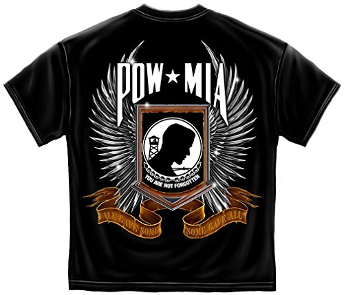 Military T-Shirt Pow Chrome Wings Black